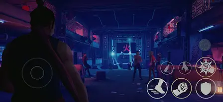 Sifu Mobile gameplay: fighter clashing with an opponent in a dark corridor, combat buttons on screen